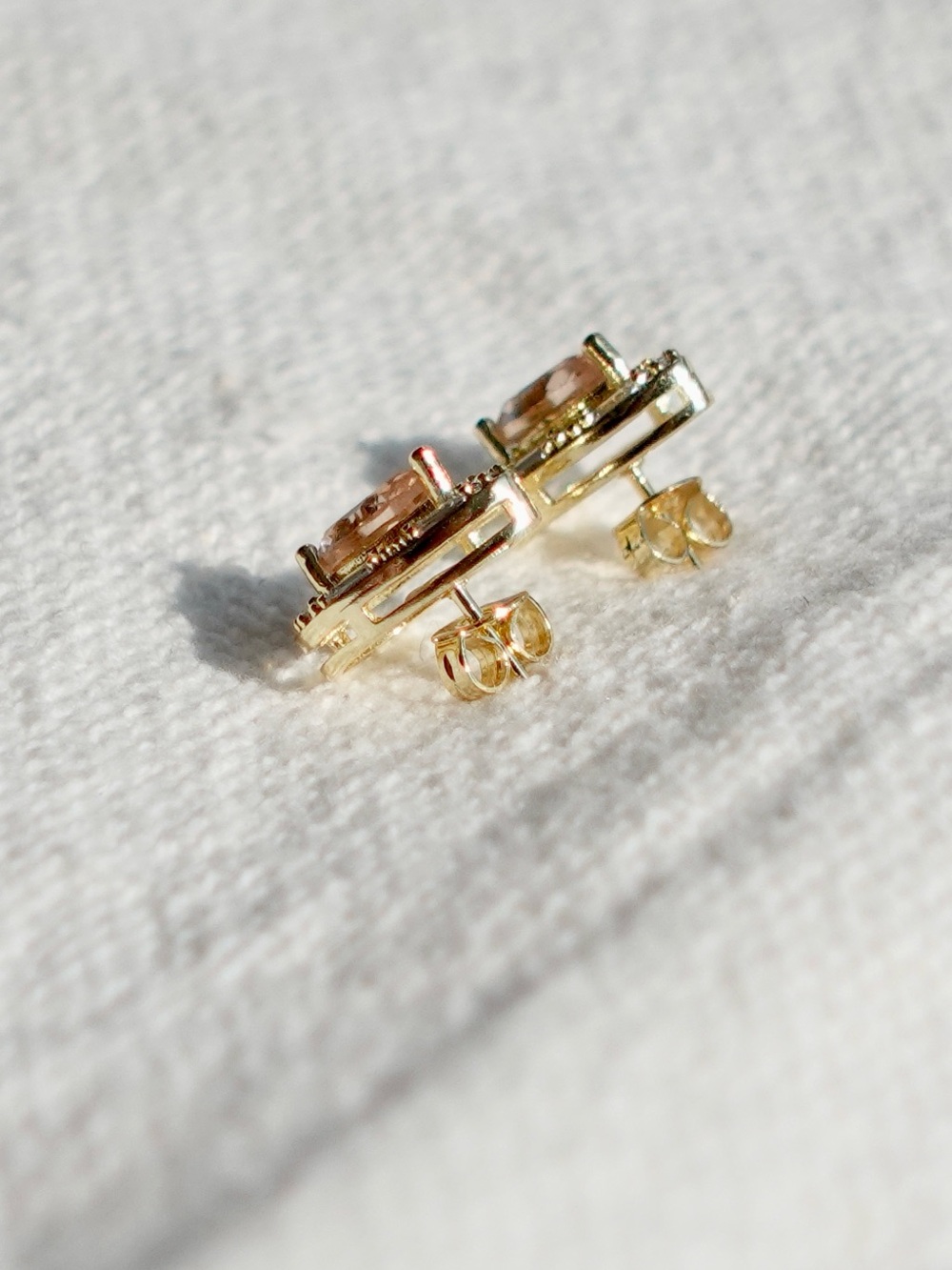 NEW! Gold Teardrop Crystal Stud Earrings - Champagne - Picture 4 of 4